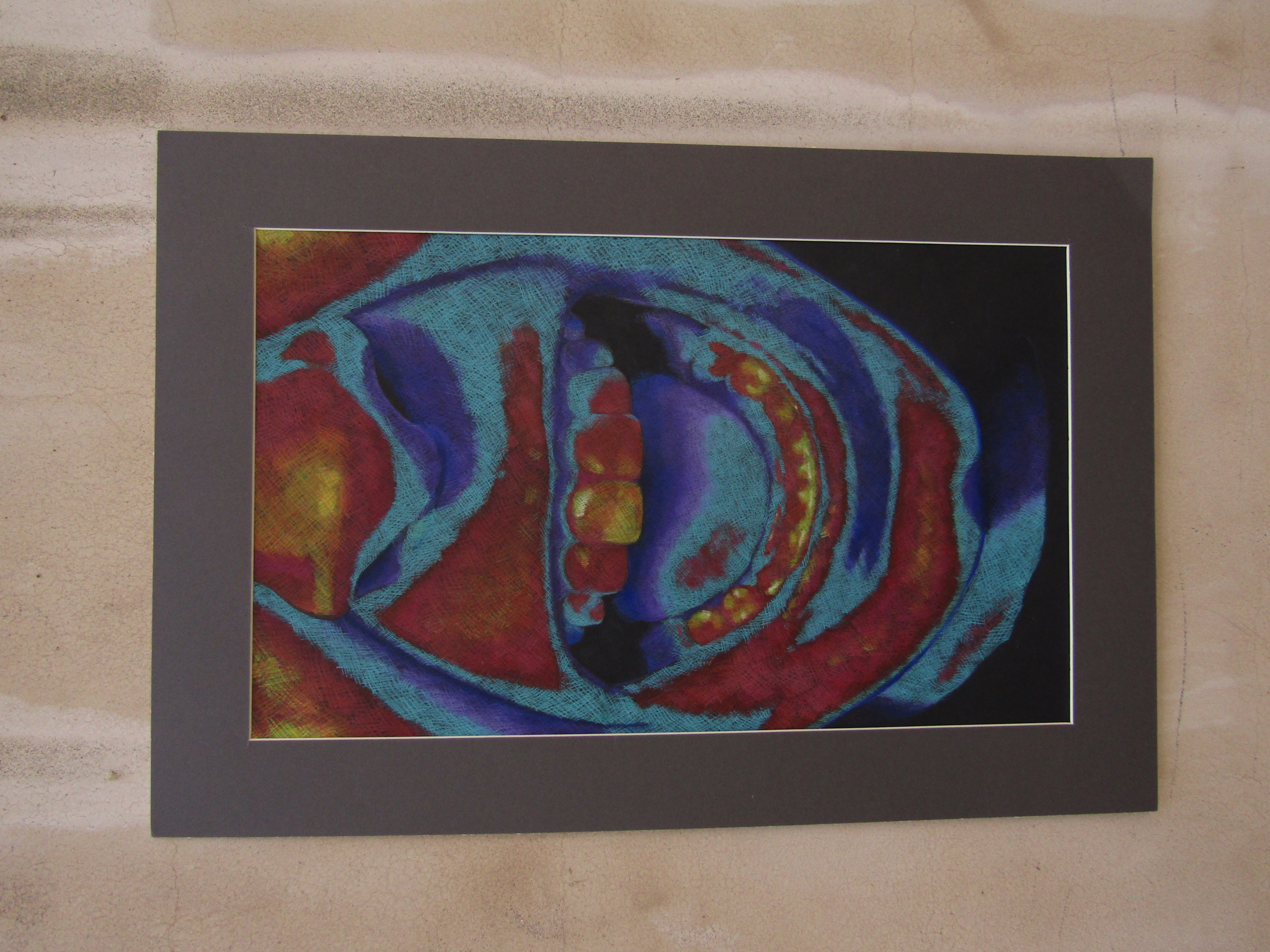 Colorful mouth pastel drawing